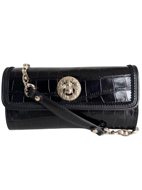 Abigail Riggs Handbags - Shoulder Clutch Abigail Riggs ‘Miss Bouvier’ Black Embossed Leather